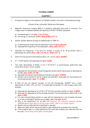 Ans Tutorial 2 Part 1 - yhanani/CHM260/T TUTORIAL CHM CHAPTER 2 (Part 1 ...