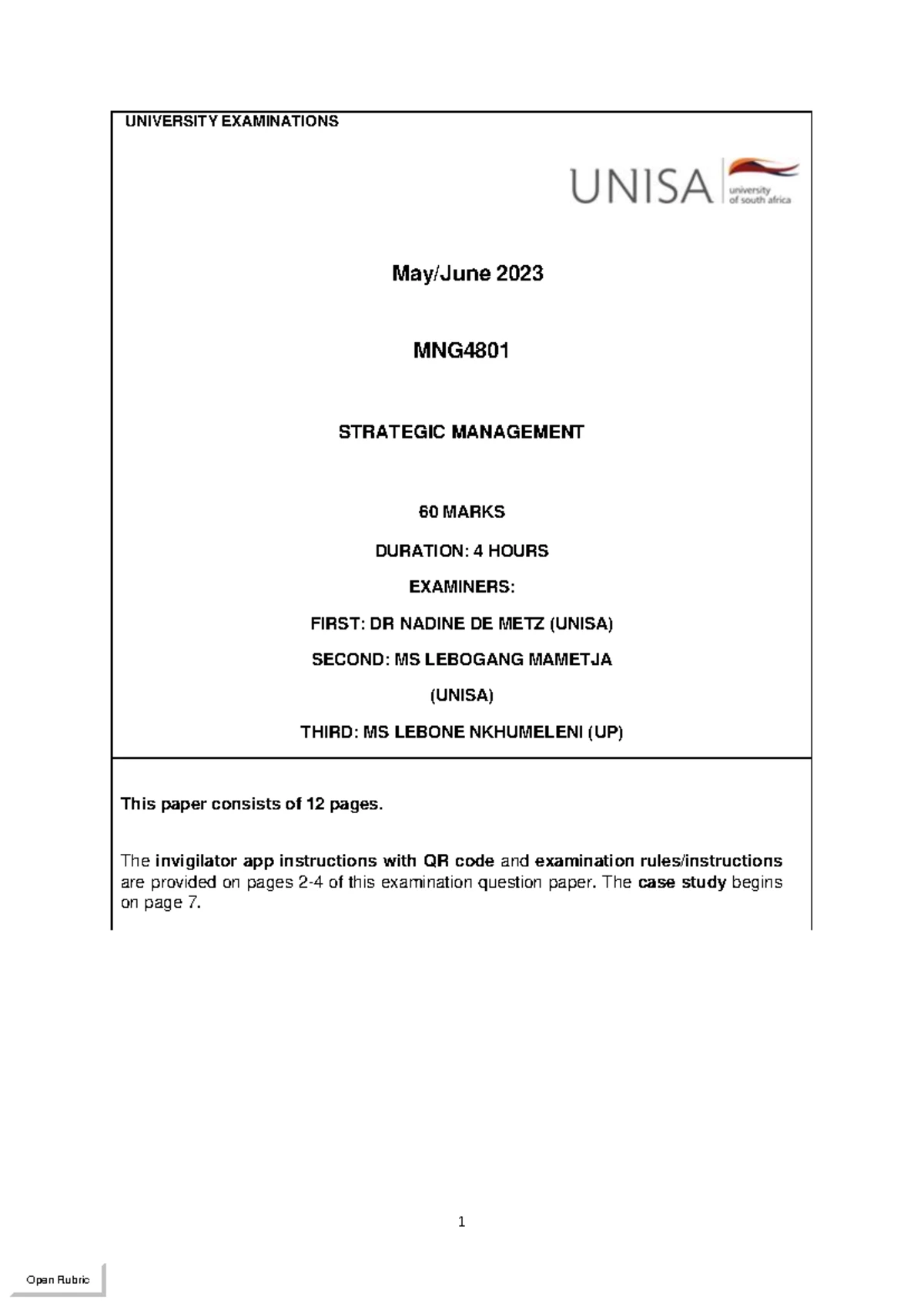 Study Guide 2024 - EBUS 2715: Chapter 1 - Strategic Management Overview ...