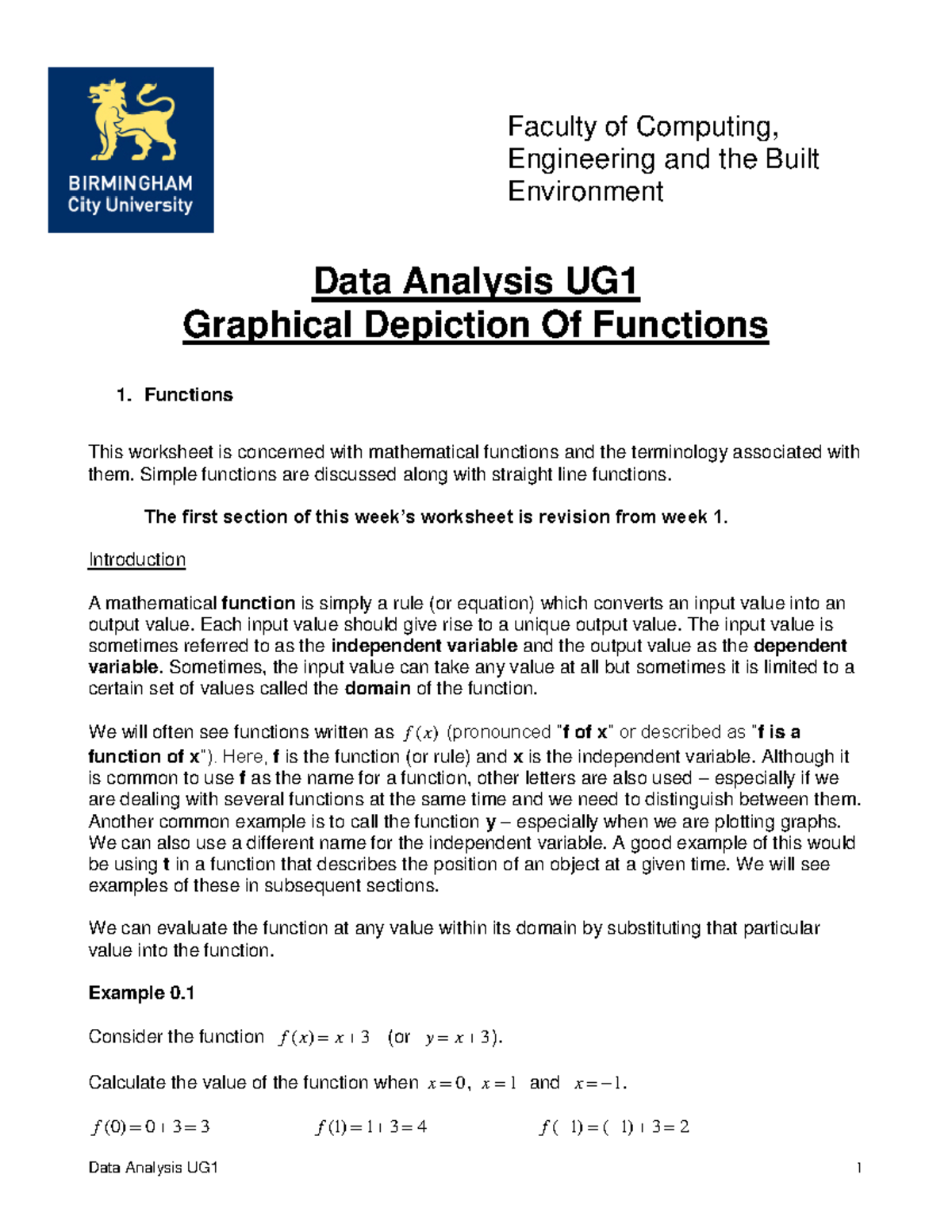 Graphical Depiction Of Functions - Functions This worksheet is ...