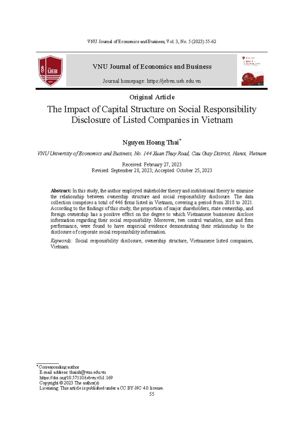 The Impact of Ownership Structure on CSR Disclosure in Vietnam (2023 ...