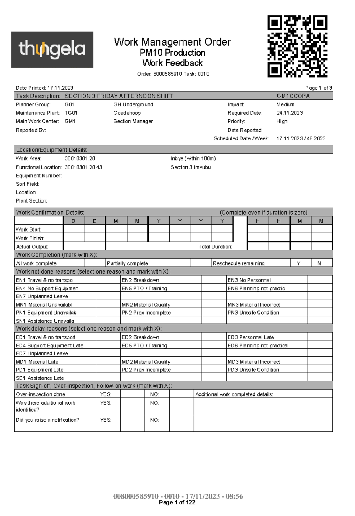 008000585910-0010 - Work Order Format for Section 3 Afternoon Shift ...