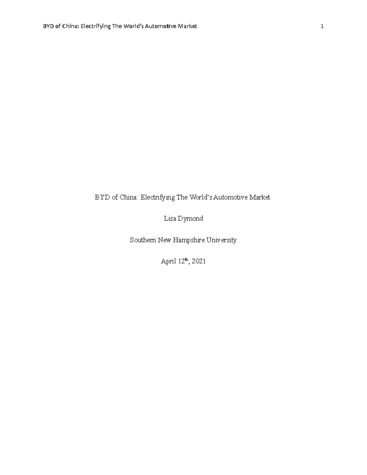 BYD of China: Operations Management Strategies - Final Project - Studocu