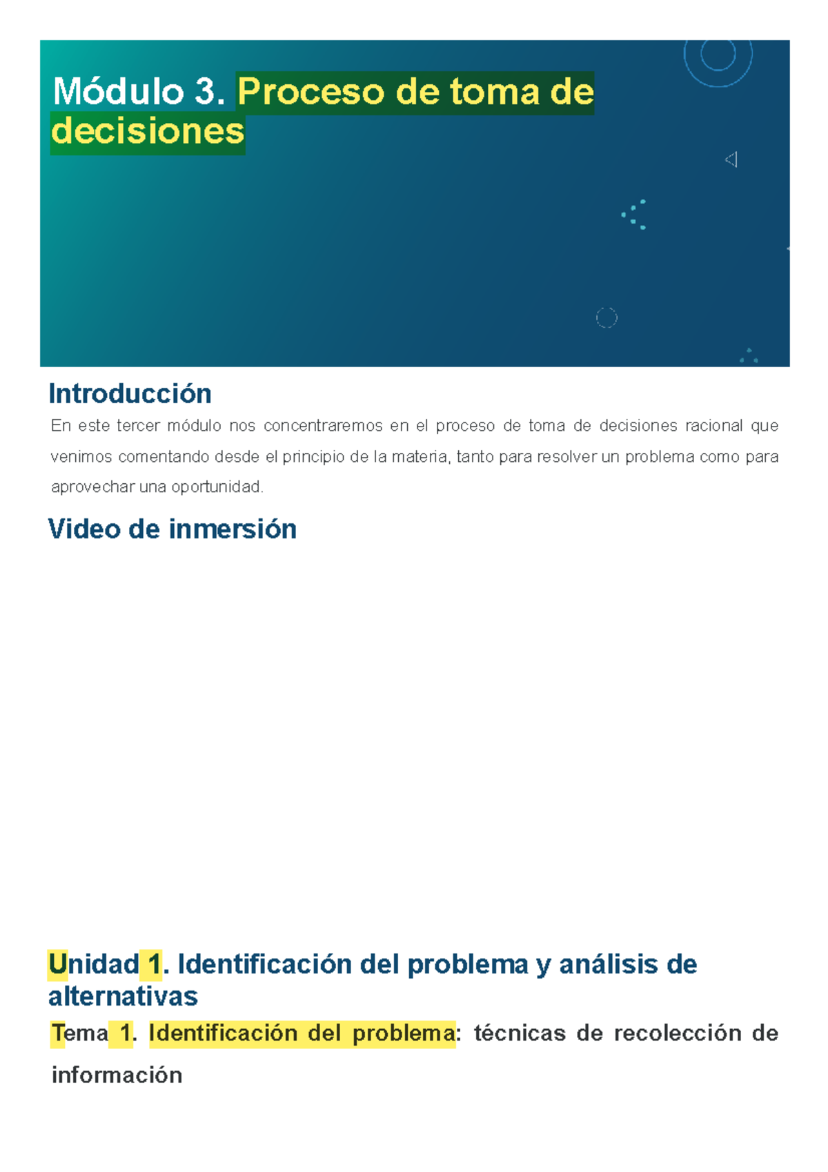 Módulo 3: Proceso de Toma de Decisiones Racional y Análisis de ...
