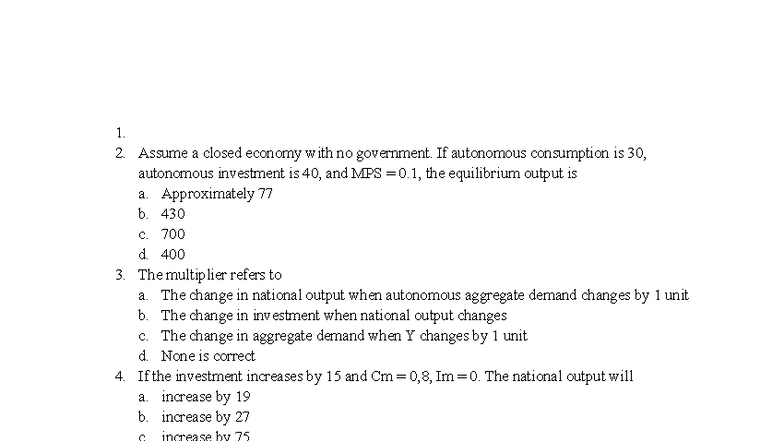 Macro (ECO101) Review Questions for Chapter 3 - Studocu