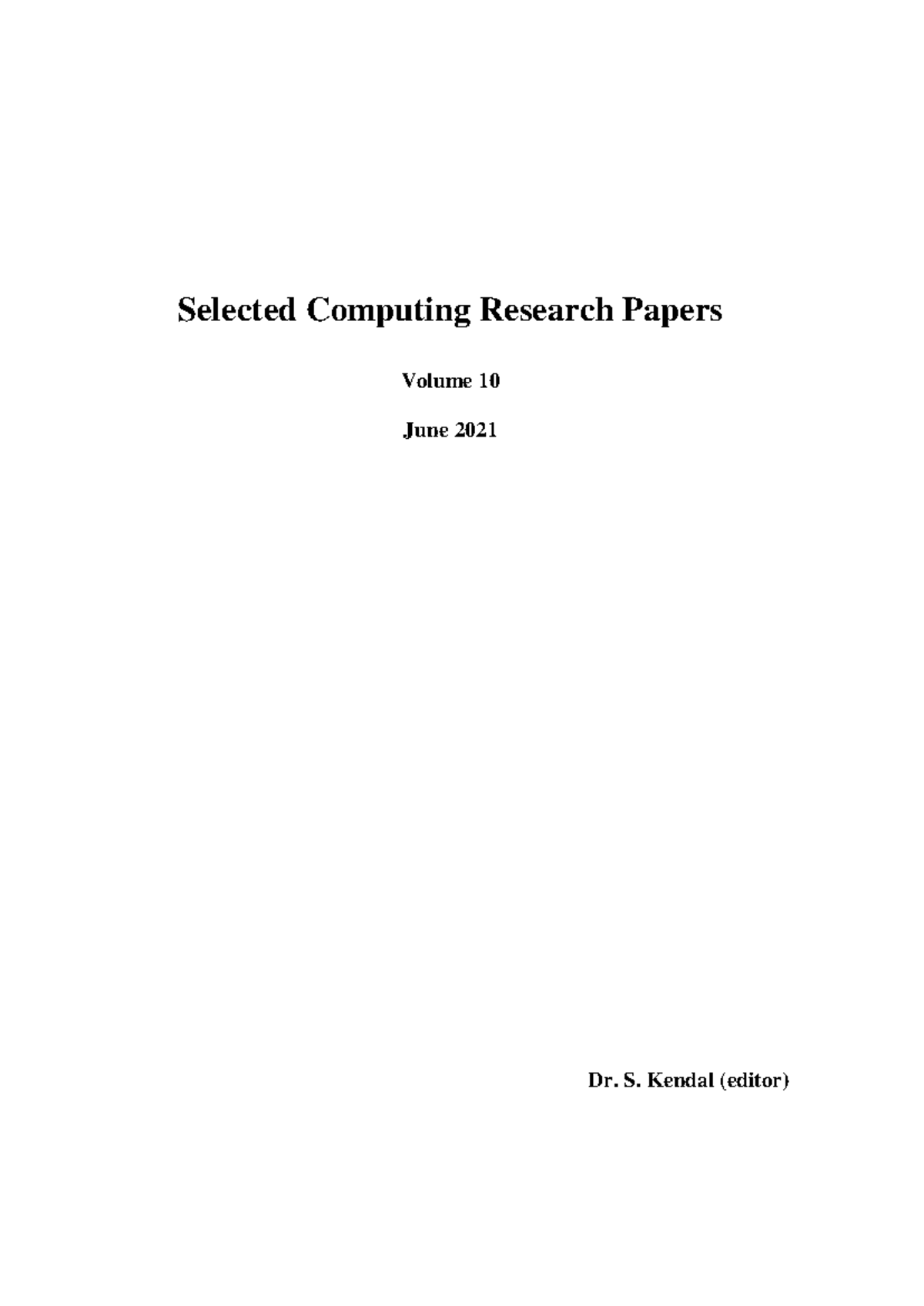 Selected Computing Research Papers June 2021 - Selected Computing ...