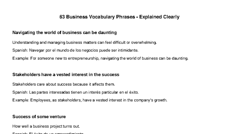 Business Vocabulary Complete Sample - 63 Business Vocabulary Phrases ...