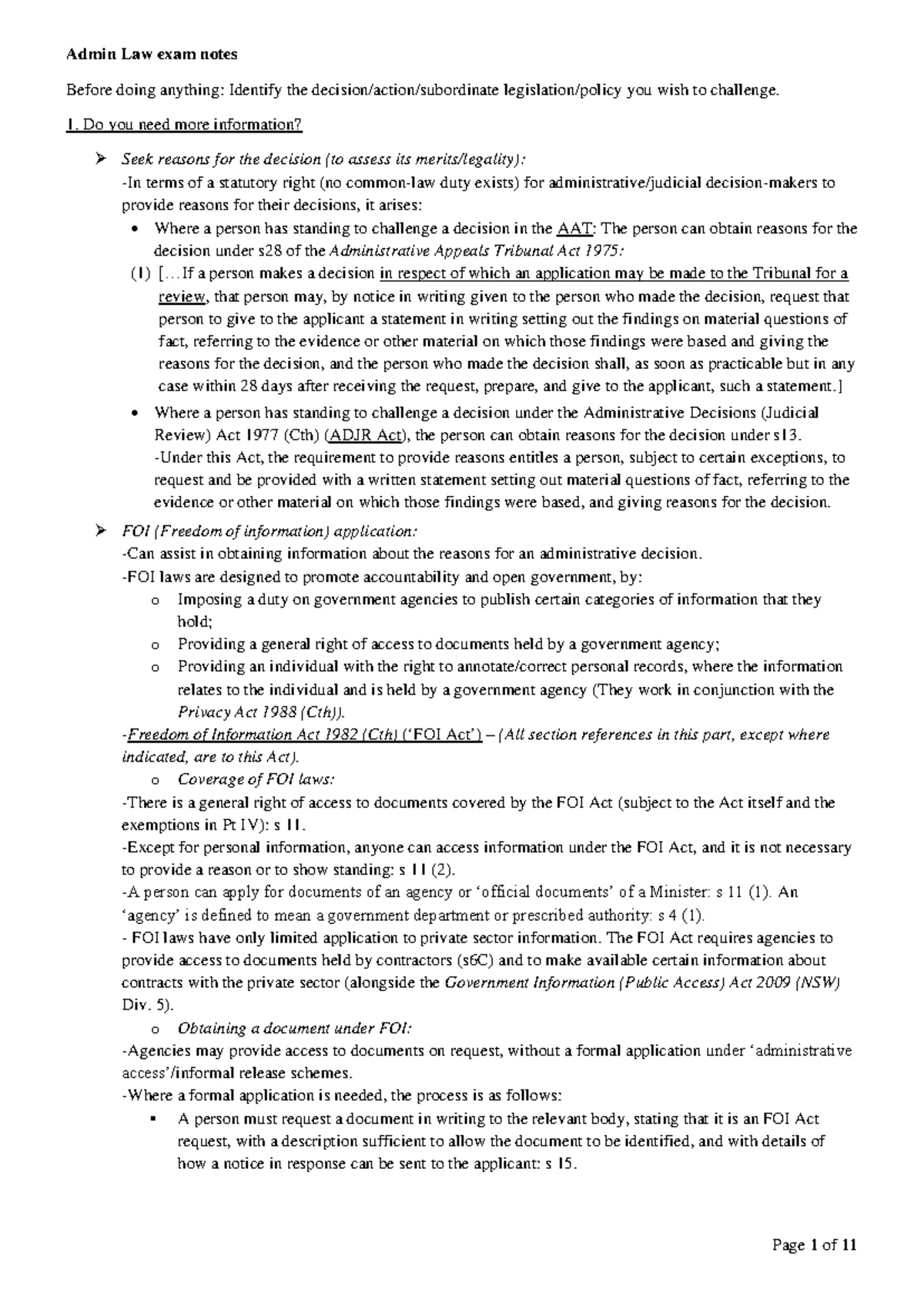 Admin LAW EXAM Study Notes: Overview & Key Concepts - Studocu