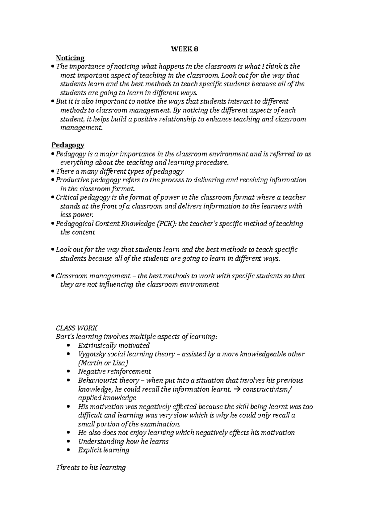 Noticing and Pedagogy - States the importance of being able to identify ...