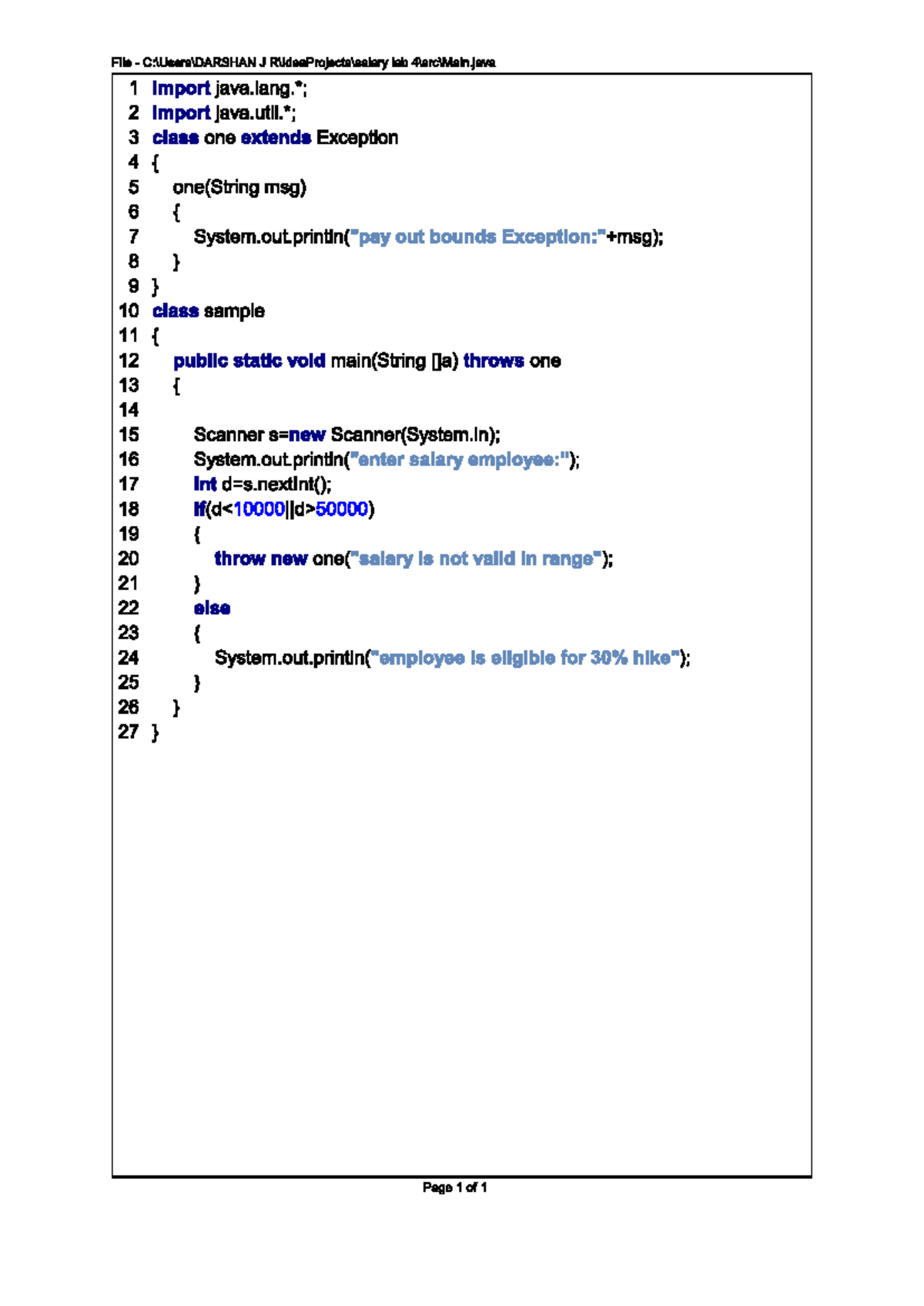 Lab 4 - Java Exception Handling and Sample Programs - Studocu
