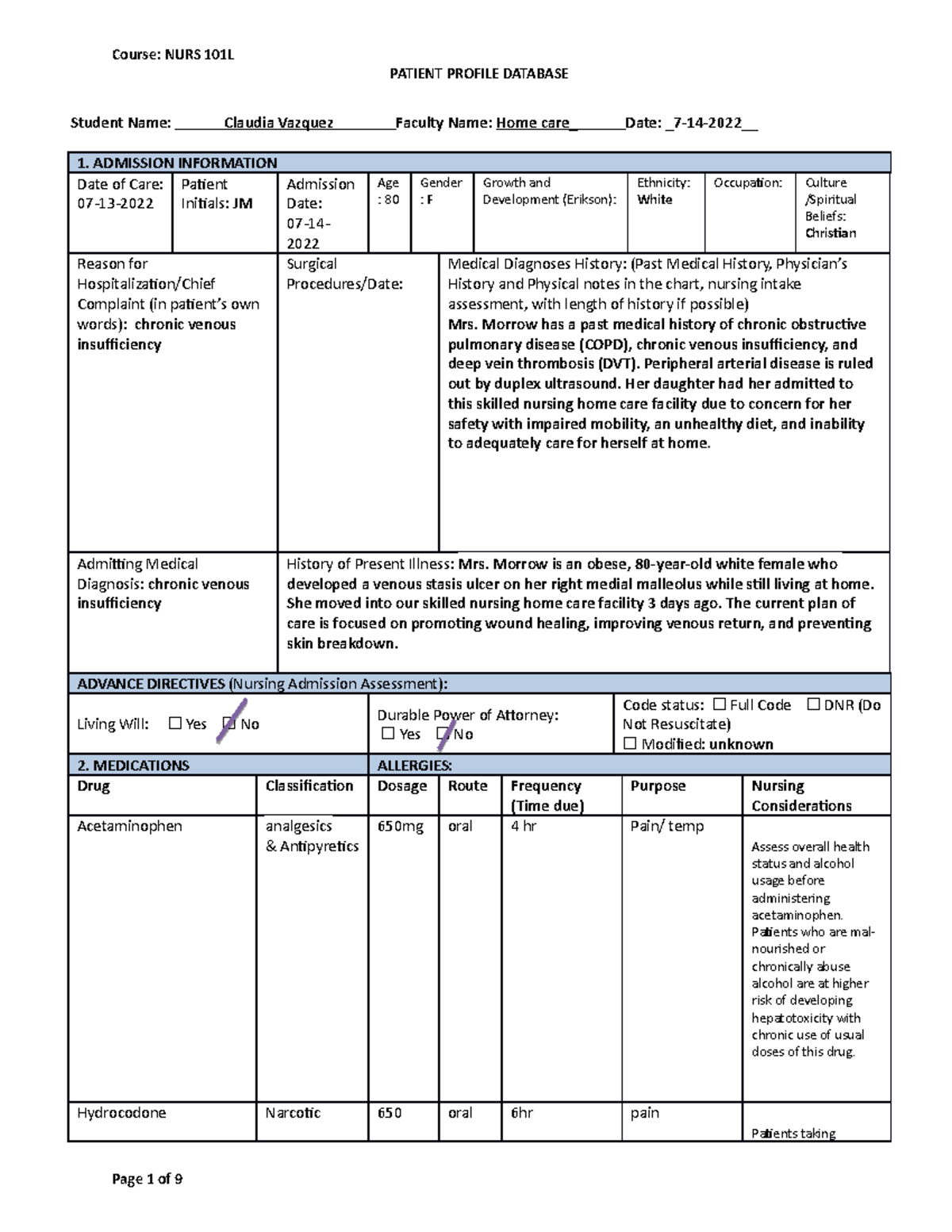 N101L Patient Profile Database Form-3 - PATIENT PROFILE DATABASE ...