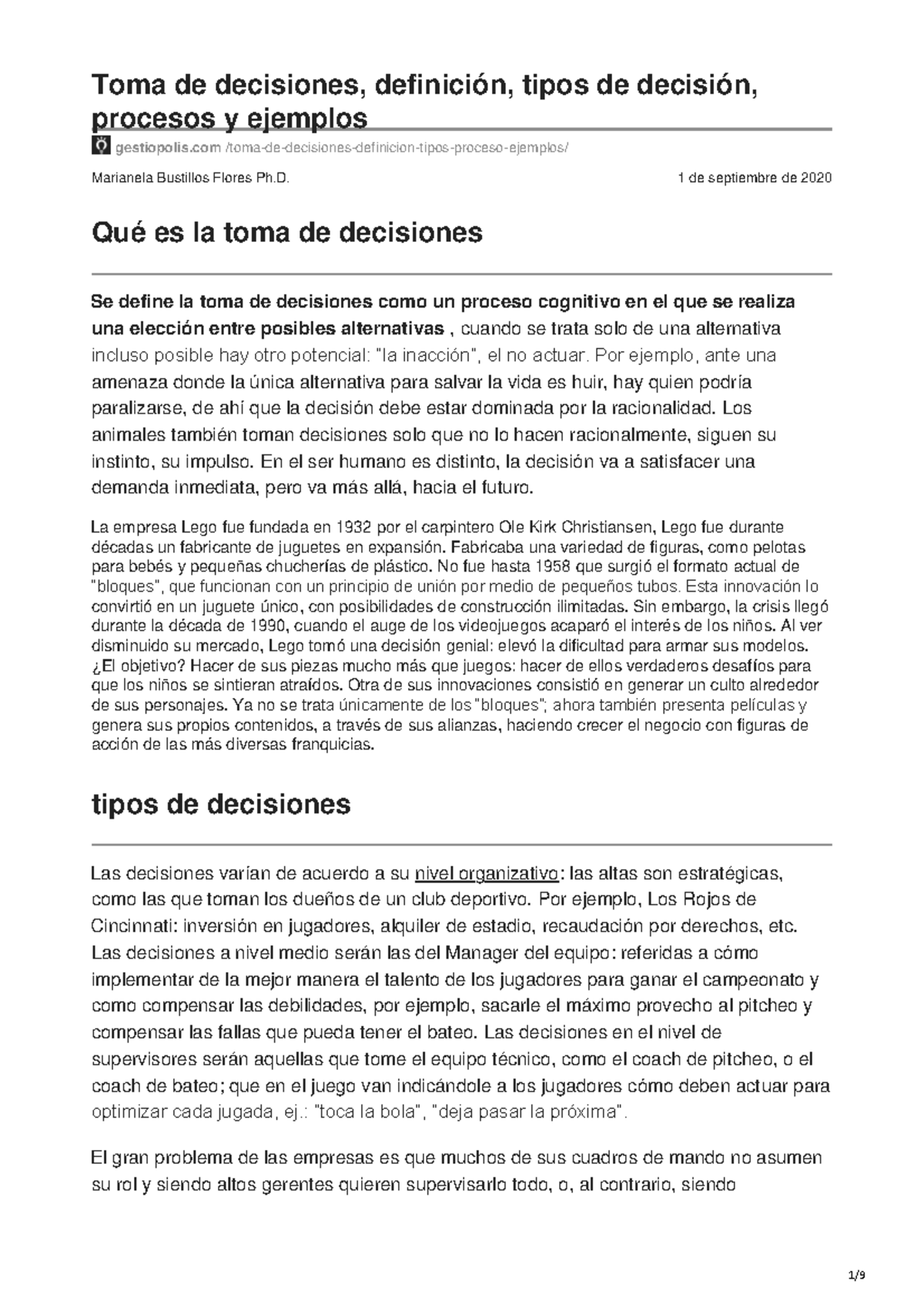 Unidad 5: Toma de Decisiones - Definición, Tipos y Procesos - Studocu