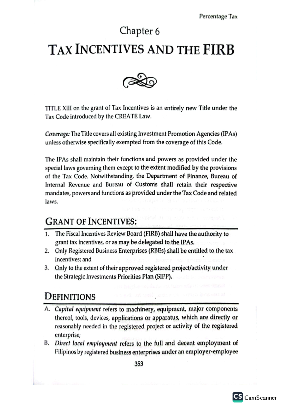 Tax Incentives and the FIRB: Insights from Chapter 6 of the Tax Code ...
