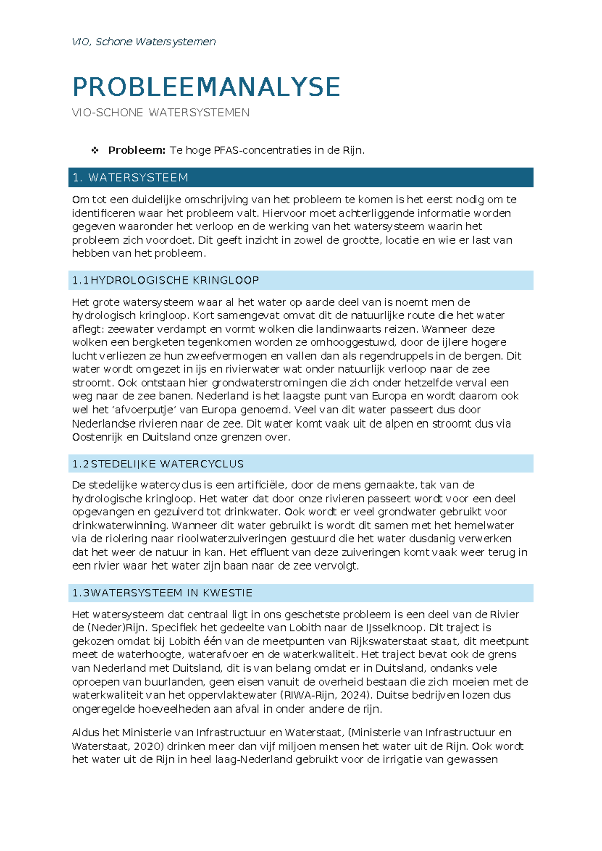 VIO-SCHONE WATERSYSTEMEN: Probleemanalyse PFAS-Concentraties in de Rijn ...