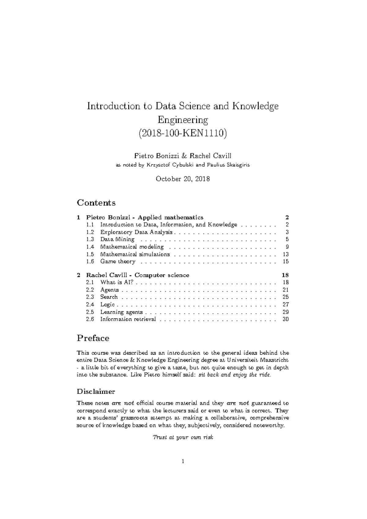 Data Science and Knowledge Engineering (IKE) Course Summary Notes ...