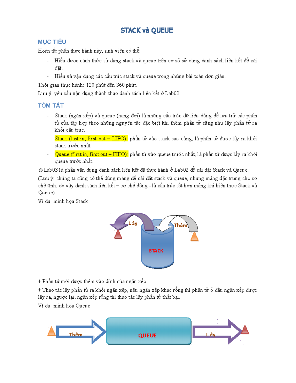 CTDL-Lab03-Stack và Queue: Thực Hành Cấu Trúc Dữ Liệu - Studocu