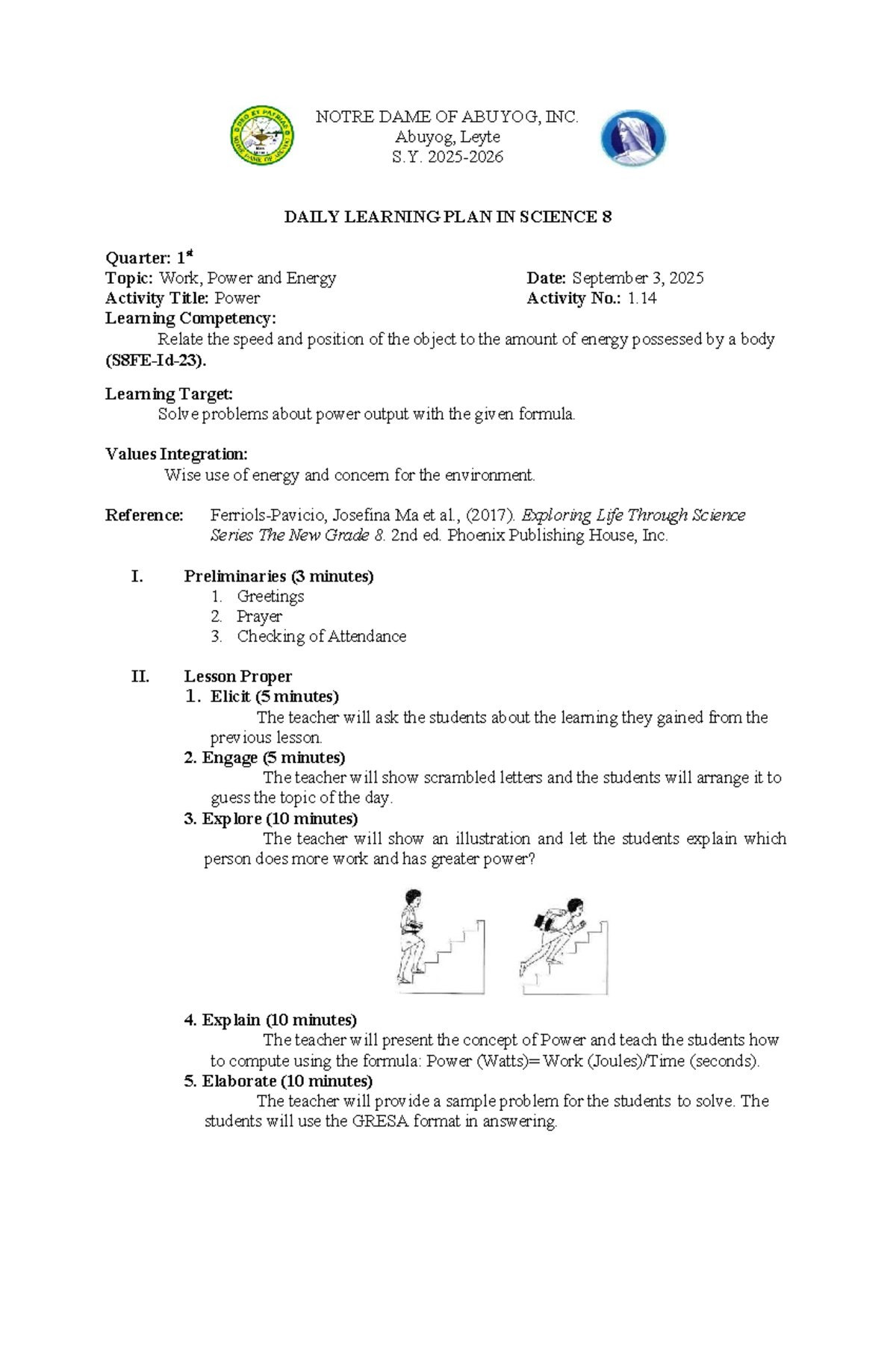 DLP Science 8: Work, Power, and Energy - Quarter 1 Activities - Studocu