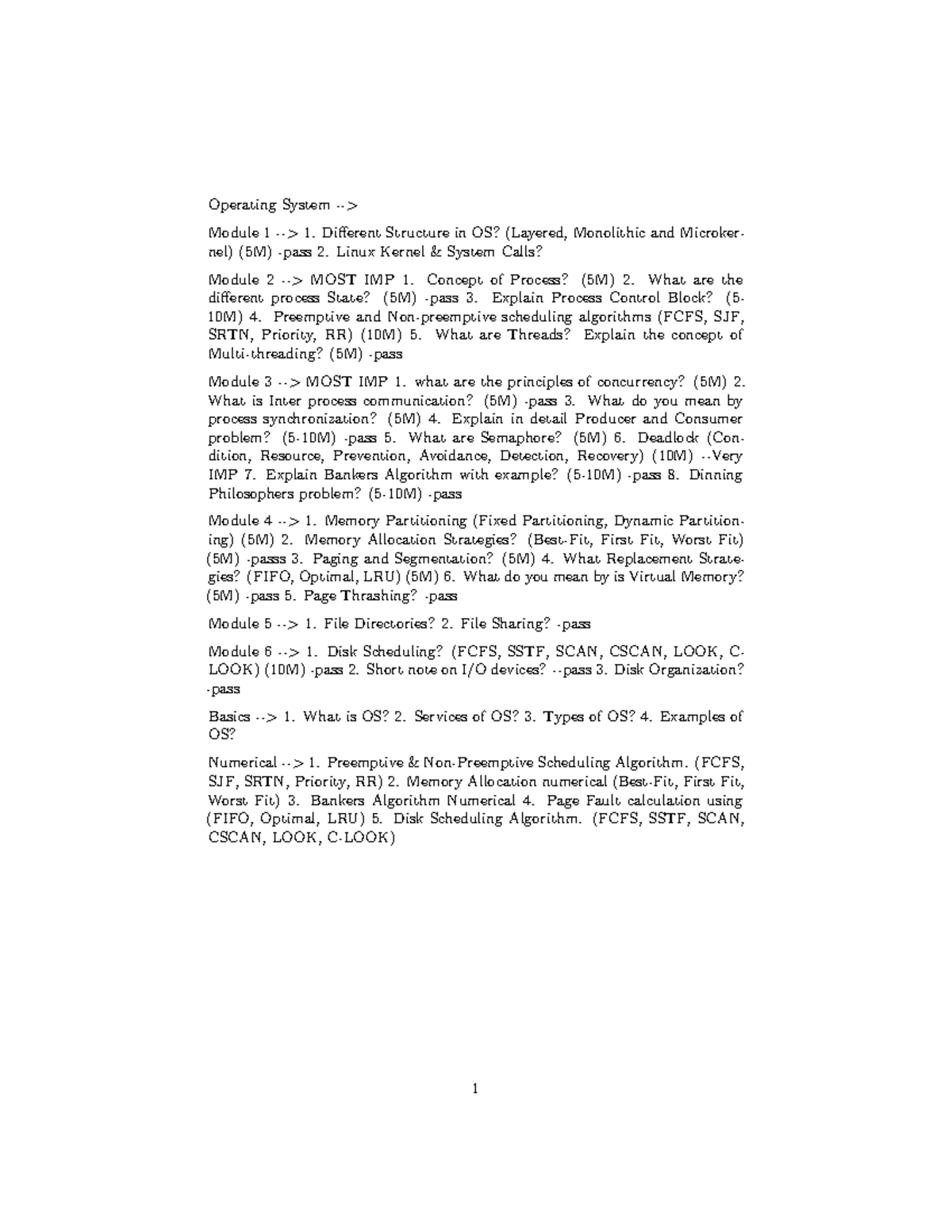 OS IMP Questions: Key Concepts & Algorithms for Exam Preparation - Studocu
