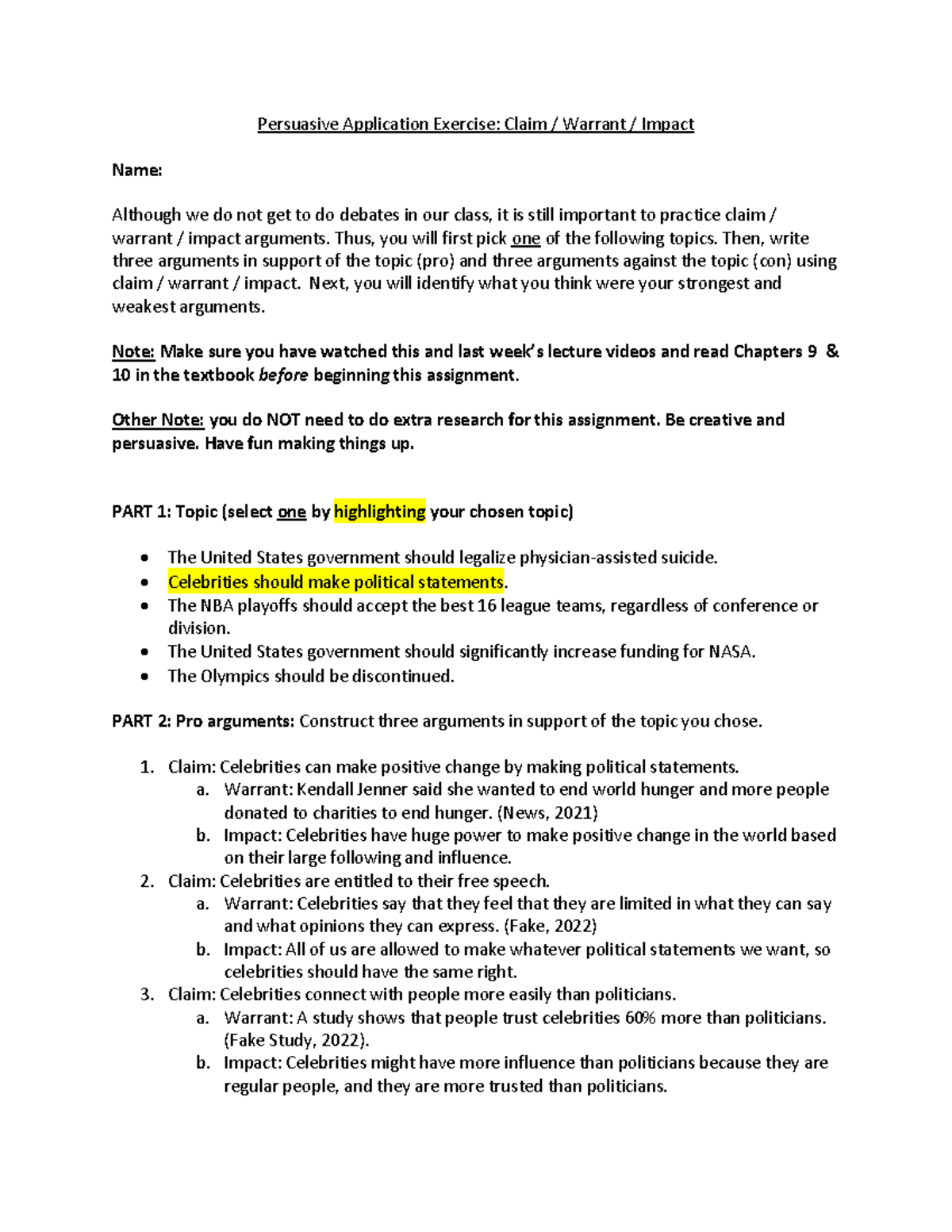 CWI and organizational assignment - Persuasive Application Exercise ...