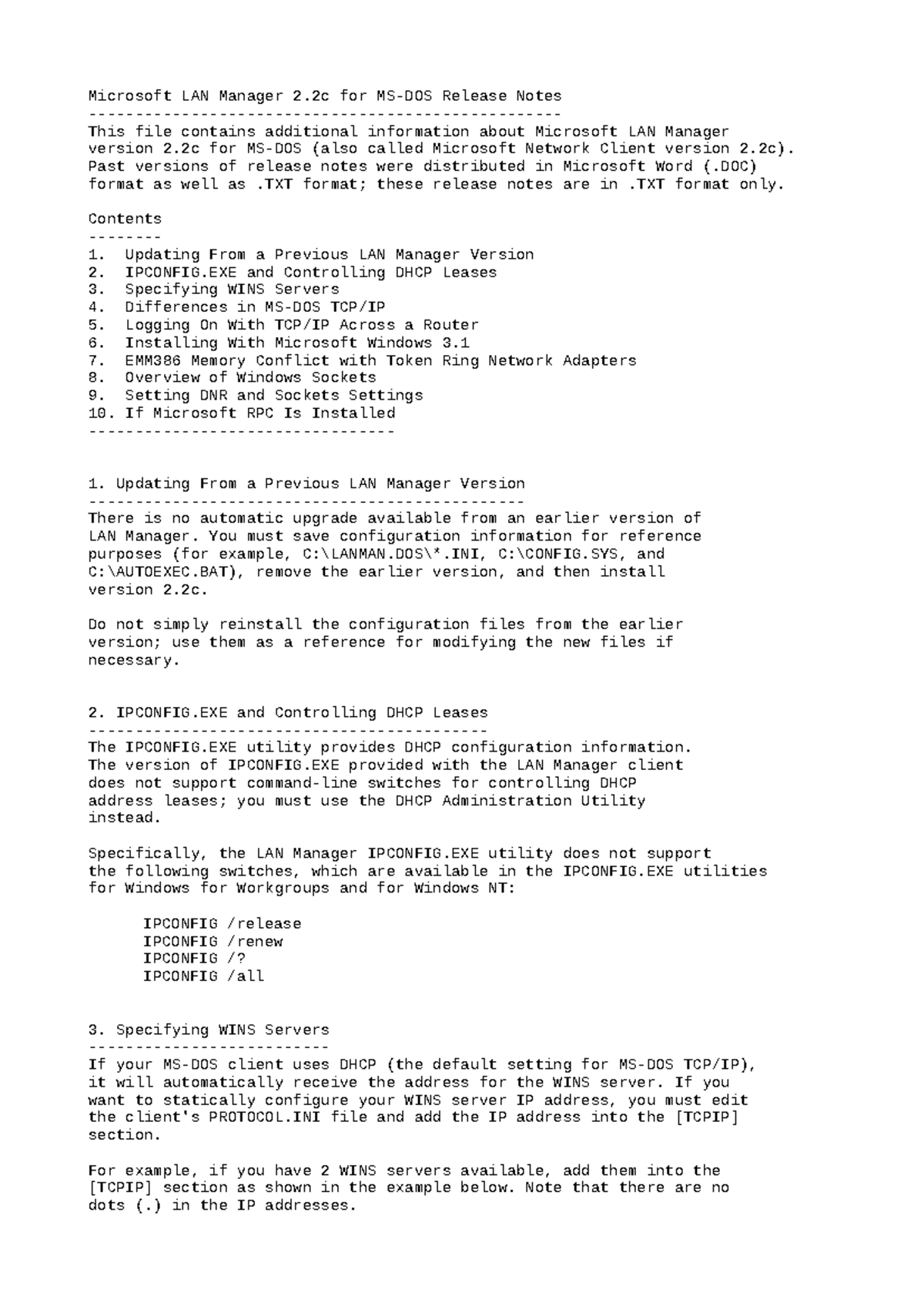 Microsoft LAN Manager 2.2c Release Notes: Key Updates & Features - Studocu