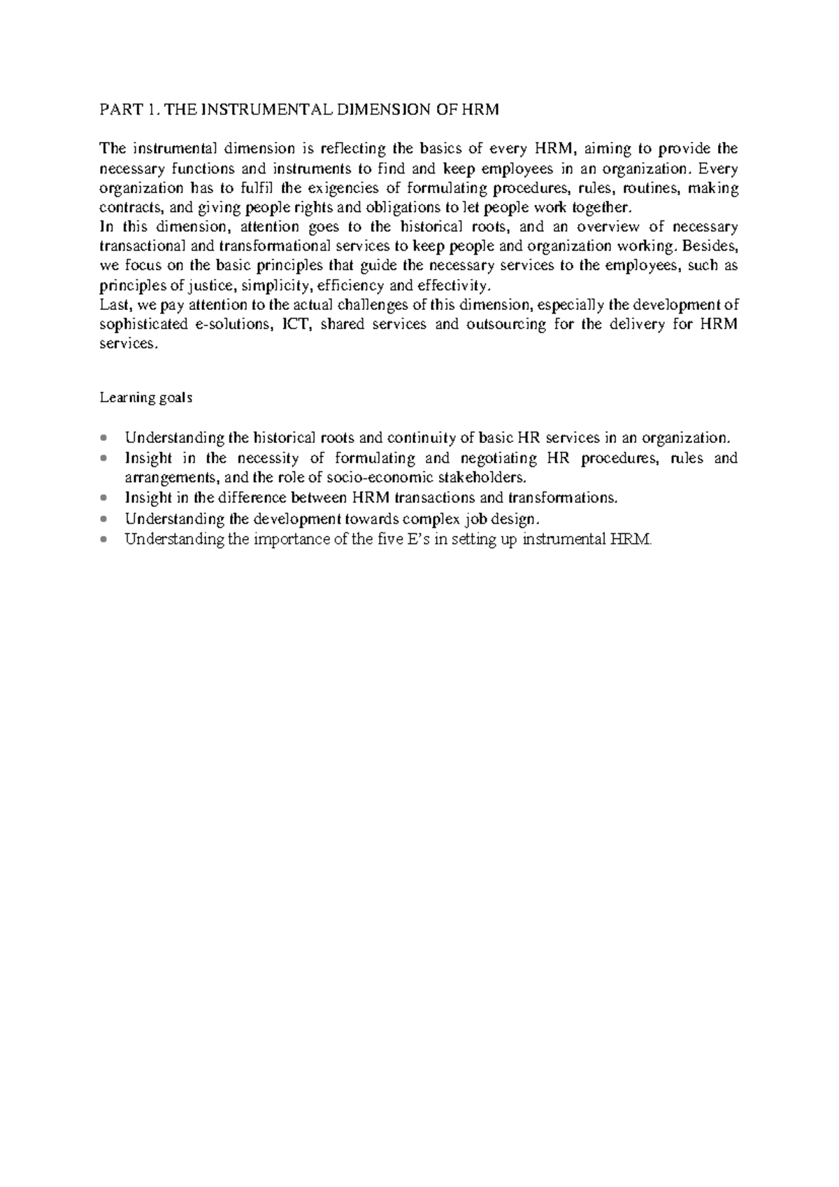 HRM 101: Understanding the Instrumental Dimension of HRM - Studocu