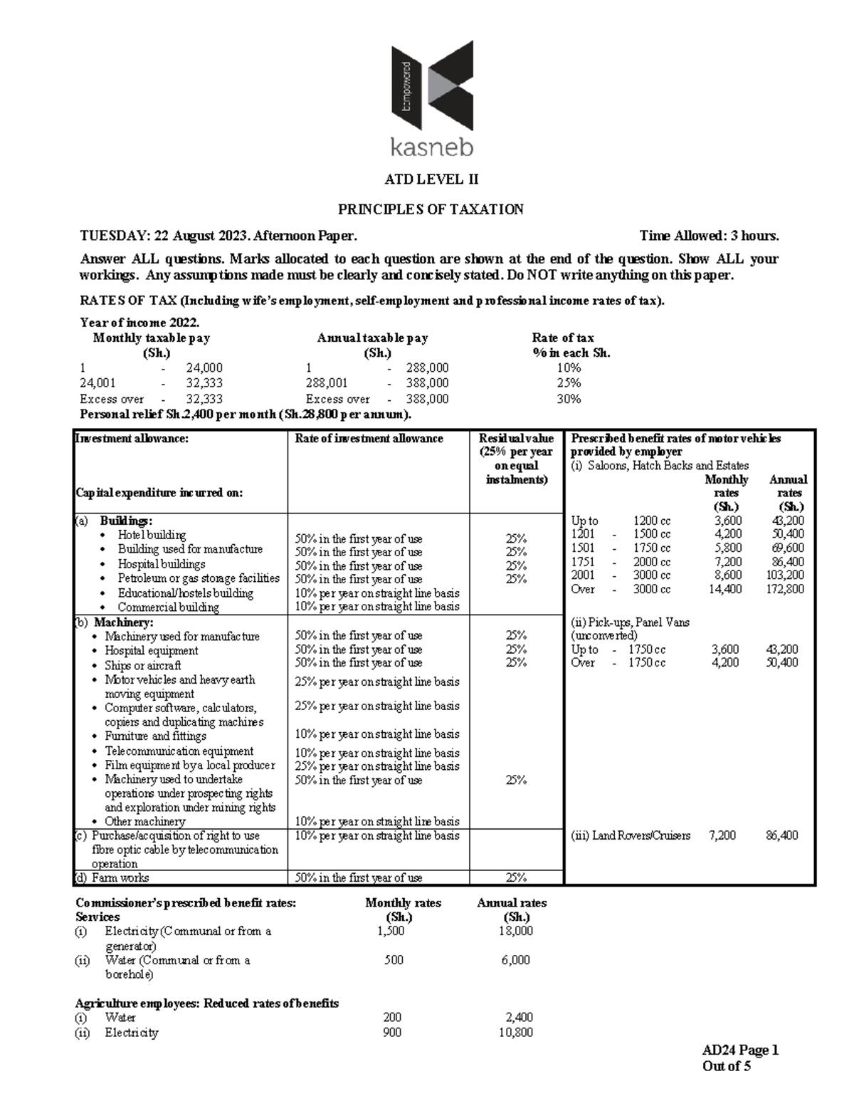 AD24 Principles of Taxation - AD24 Page 1 ATD LEVEL II PRINCIPLES OF ...