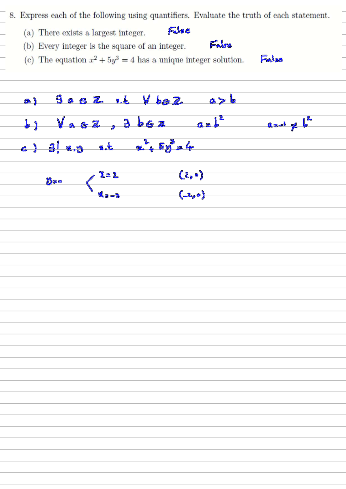 3 - Quiz Solutions on Quantifiers and Logical Proofs - Studocu