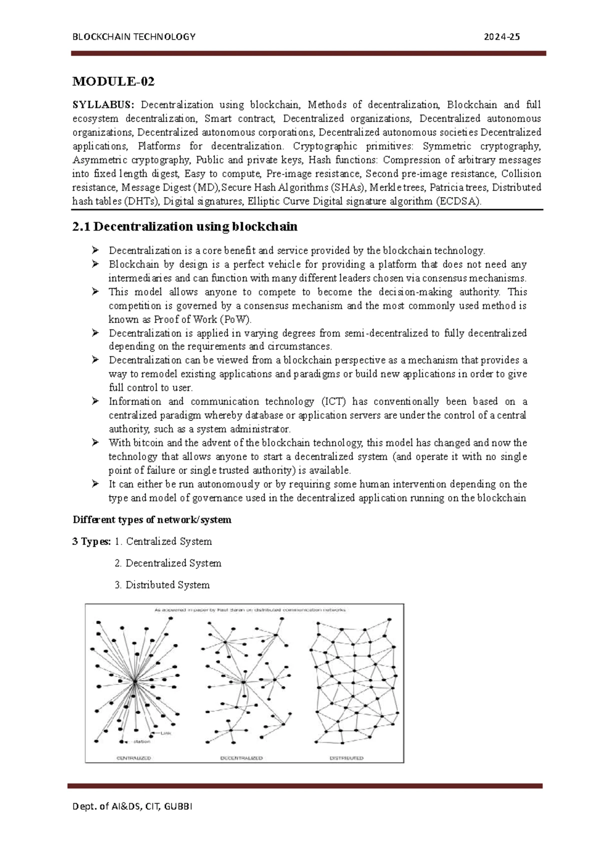 CIT 101: Blockchain Technology Lecture Notes and Overview - Studocu