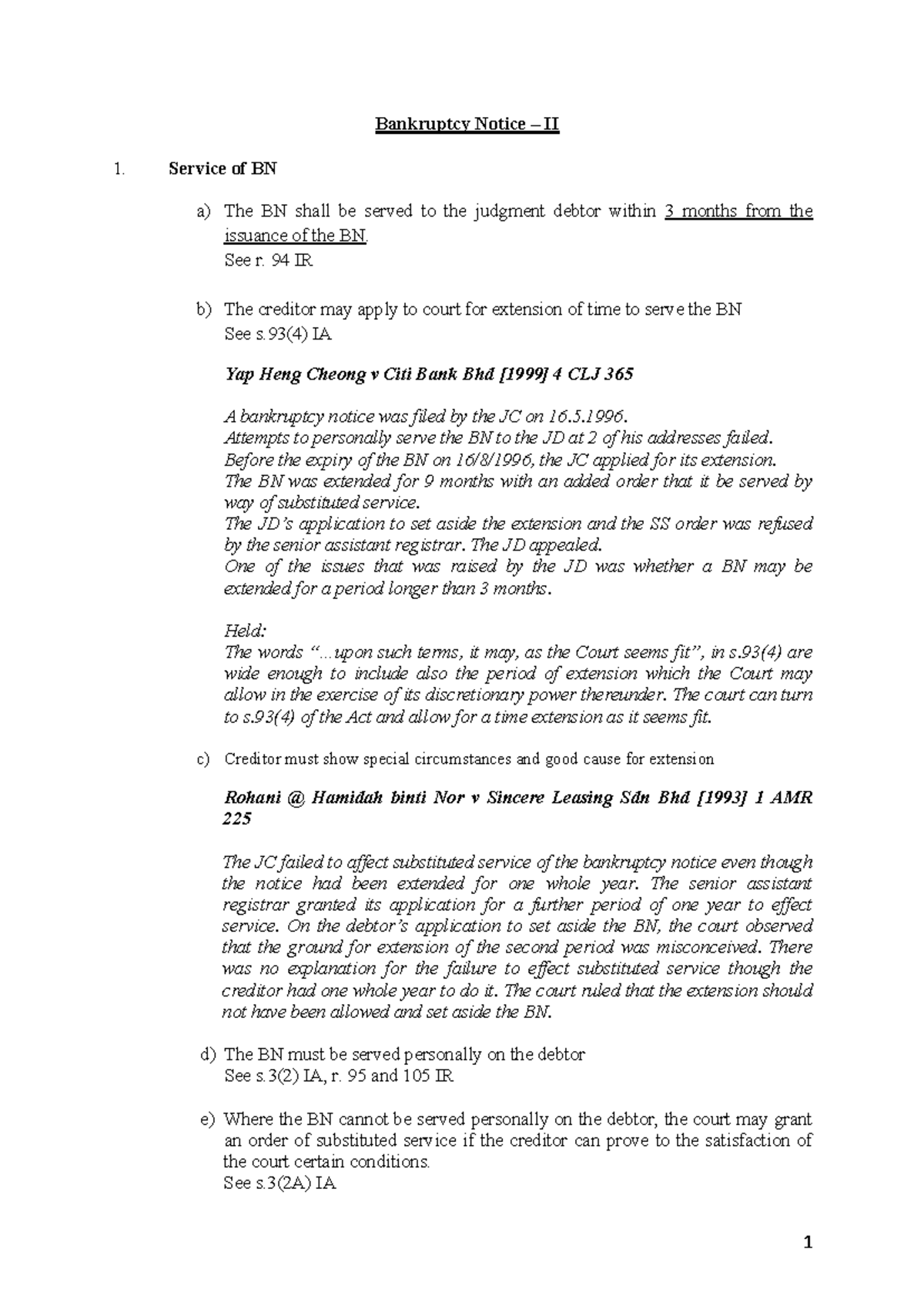 Bankruptcy Notice II: Key Procedures & Legal Considerations - Studocu