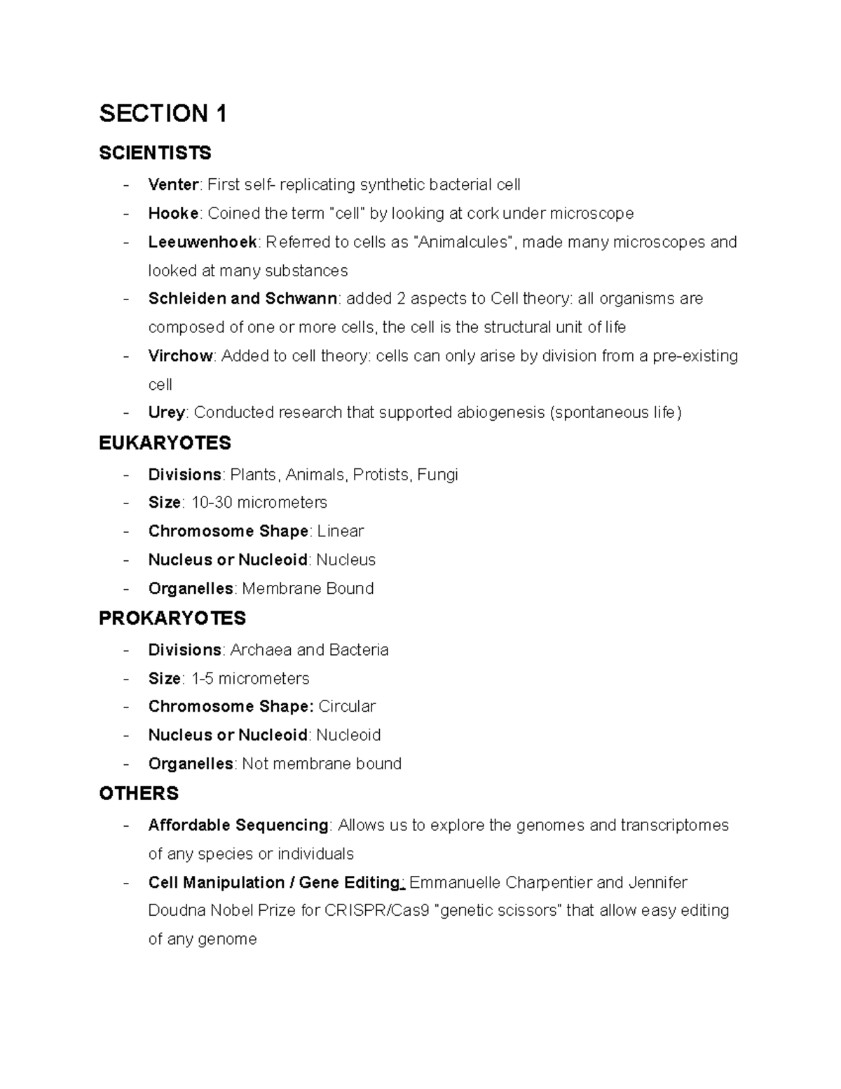 Cell Bio (BIO 101) Midterm 2 Study Notes: Key Concepts & Discoveries ...