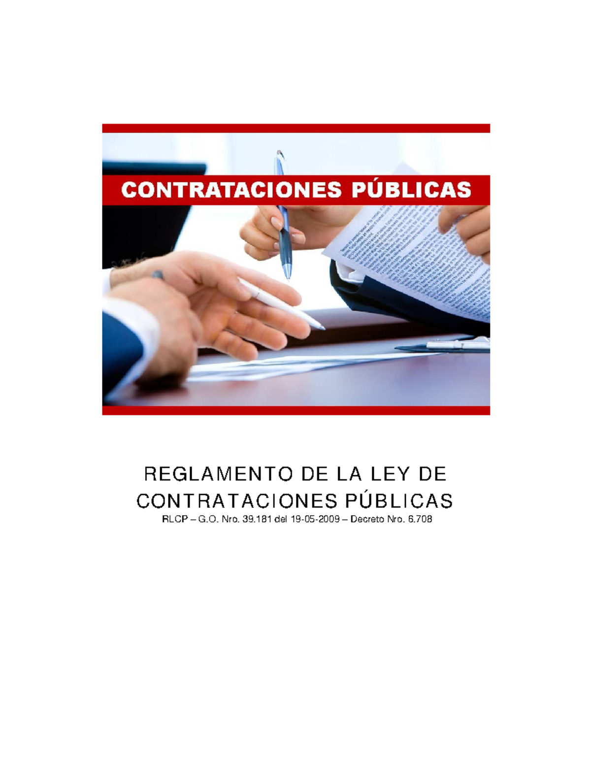 Reglamento de la Ley de Contrataciones Públicas RLCP G.O. Nro. 39.181 ...