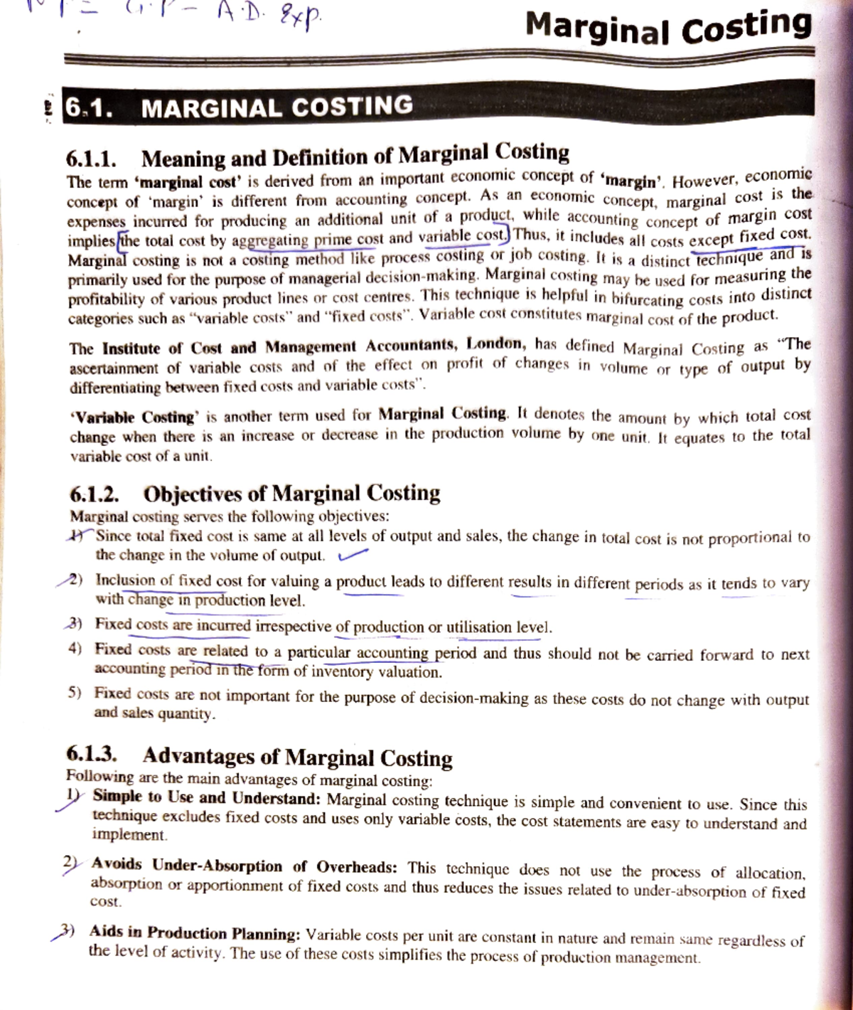 Marginal Costing and CVP Analysis - FSA UNIT 3 - MBA 1ST SEM - Studocu