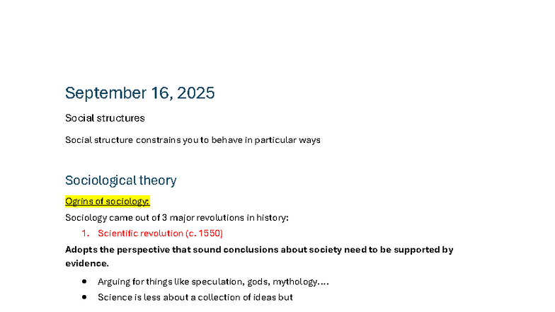SOC 101: Lecture Notes on Social Structures and Theories - Studocu