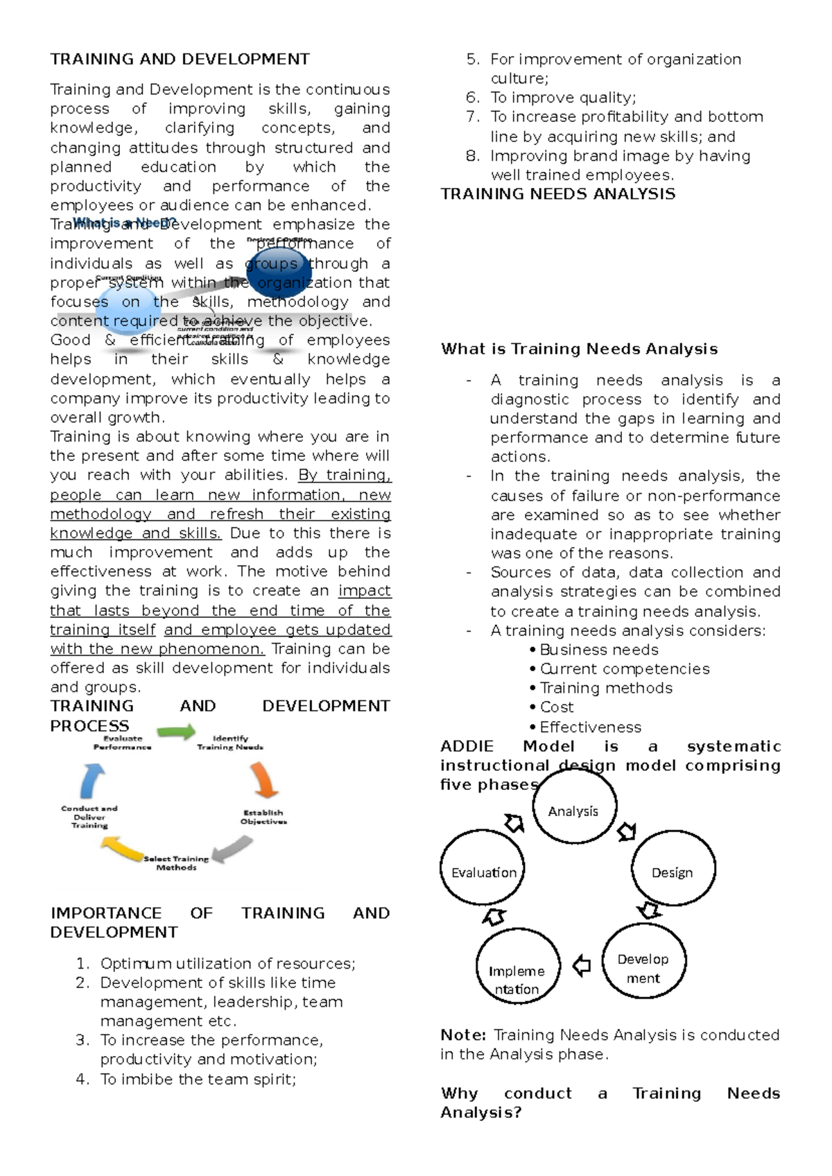 Training and Development: Enhancing Employee Skills & Performance - Studocu