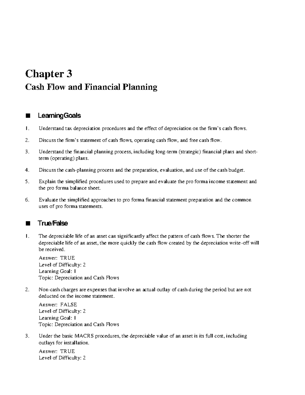 Chapter 3: Cash Flow & Financial Planning (FIN 101) - Studocu