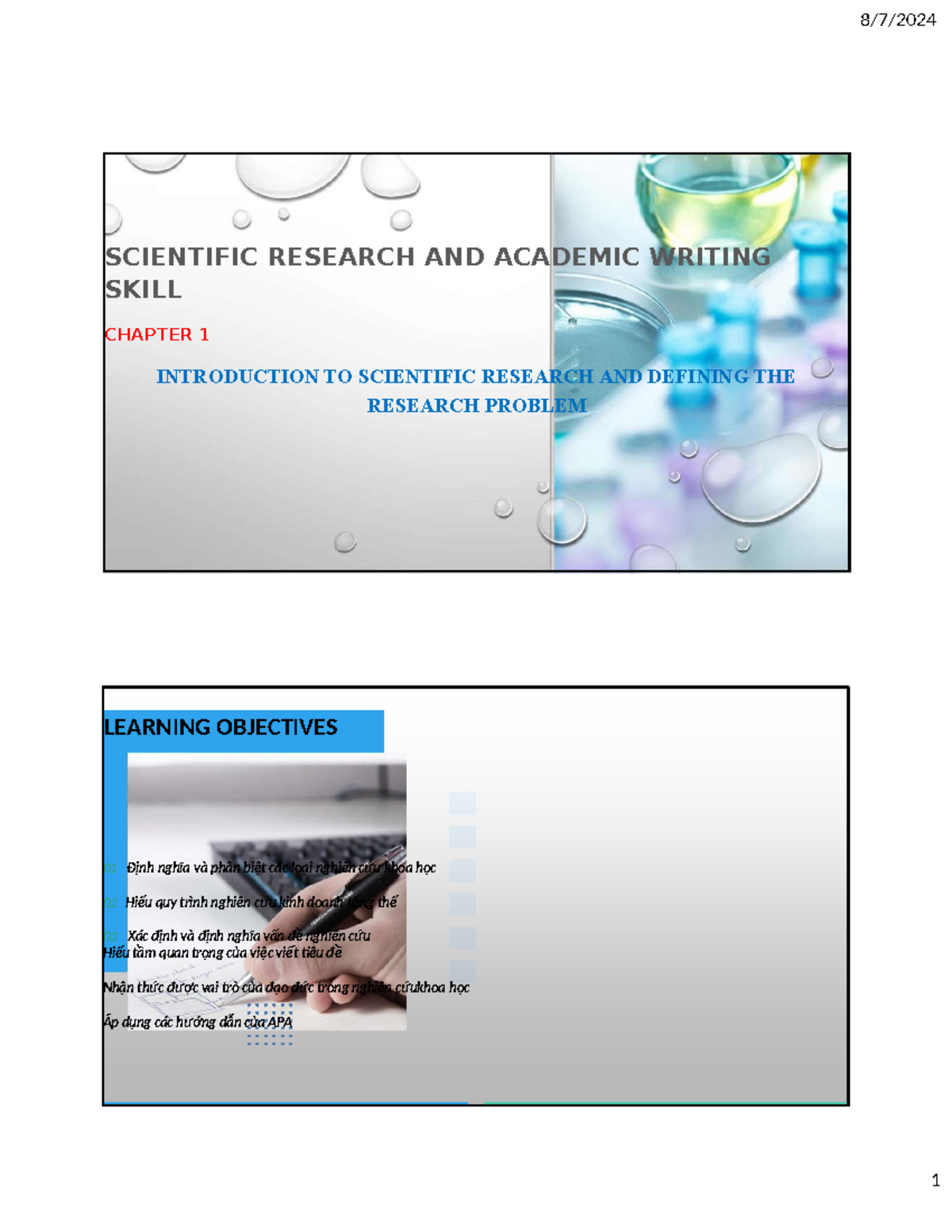 CHAPTER 1: INTRODUCTION TO SCIENTIFIC RESEARCH AND RESEARCH PROBLEM ...