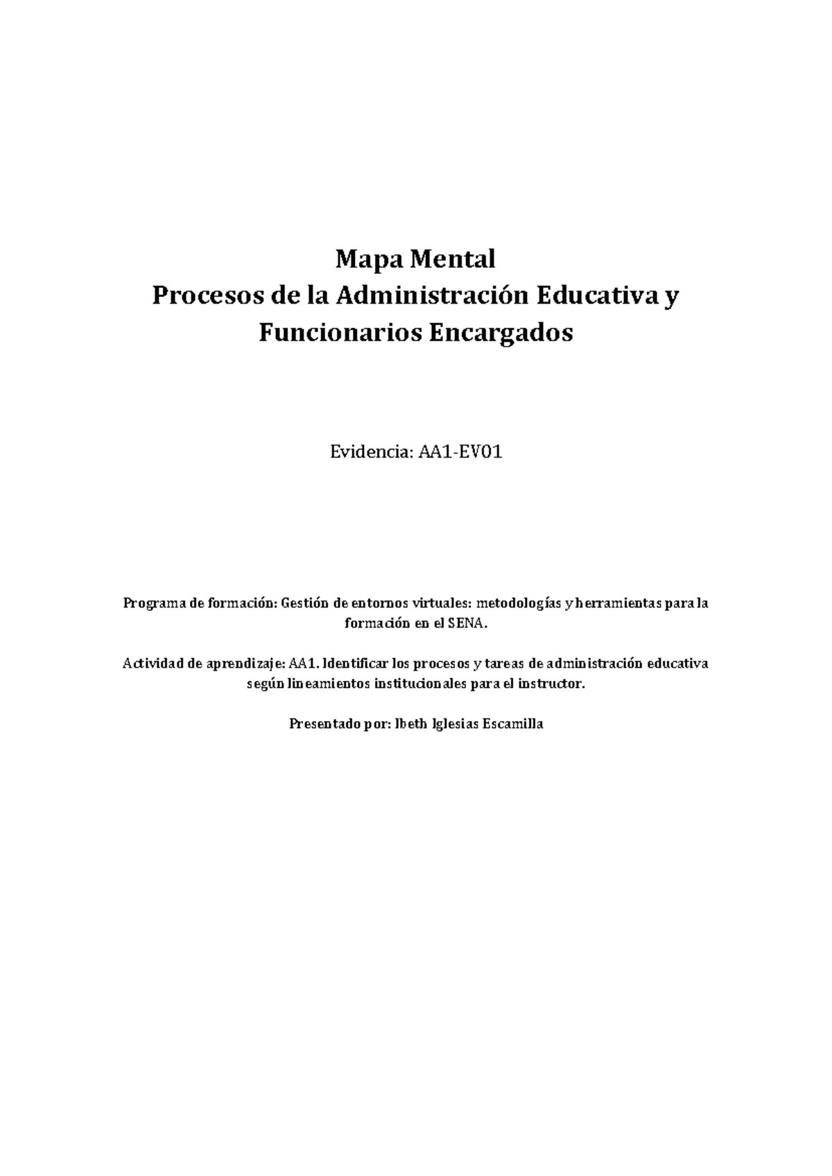Mapa Mental: Procesos de Administración Educativa - AA1 - Studocu
