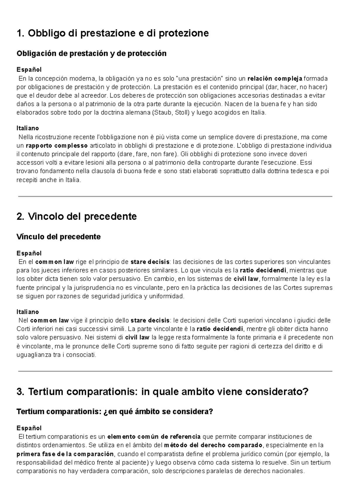 Obbligo di Prestazione e Protezione: Riflessioni e Comparazioni - Studocu