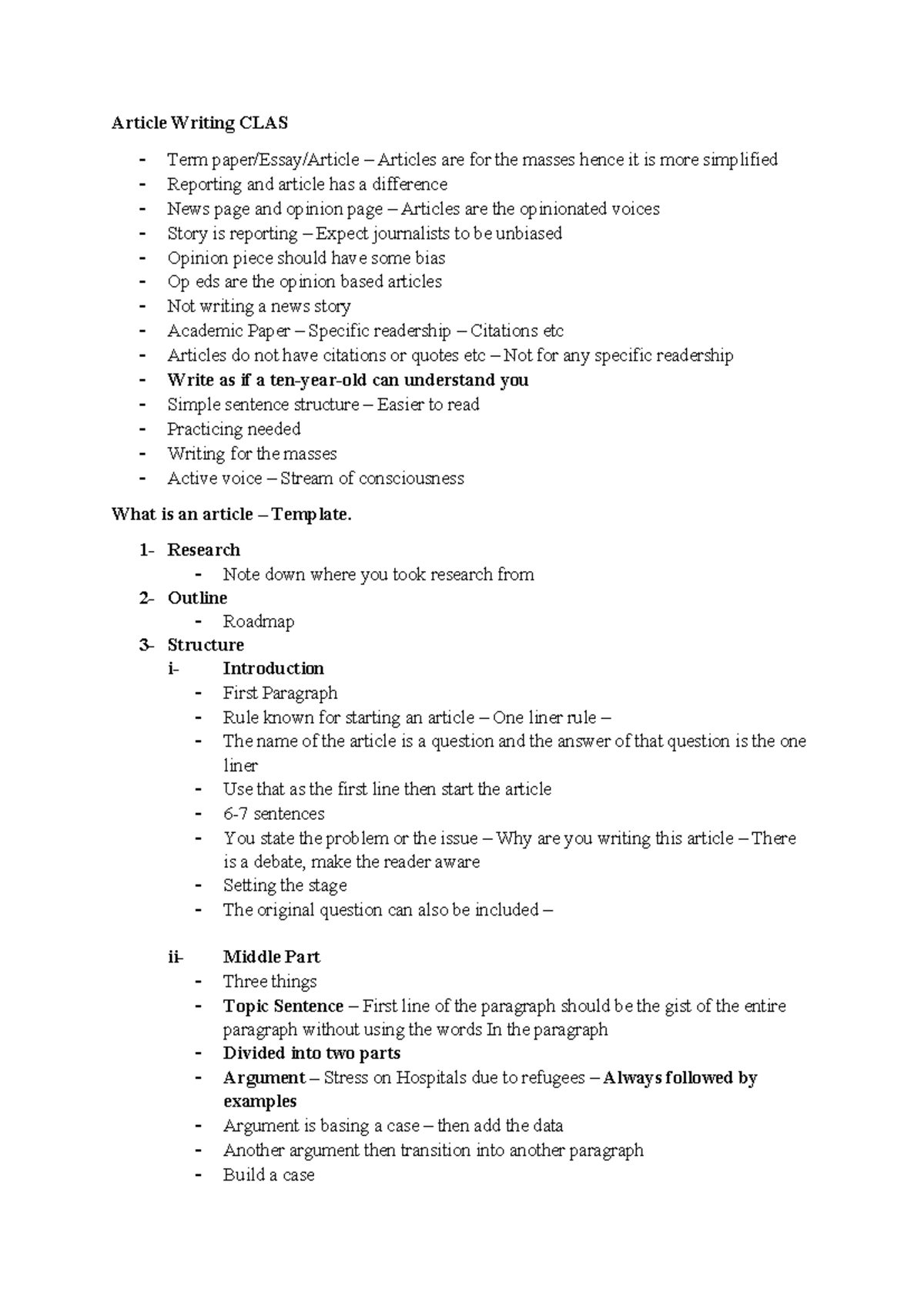 Article Writing CLAS - Guidelines for Effective Article Composition ...
