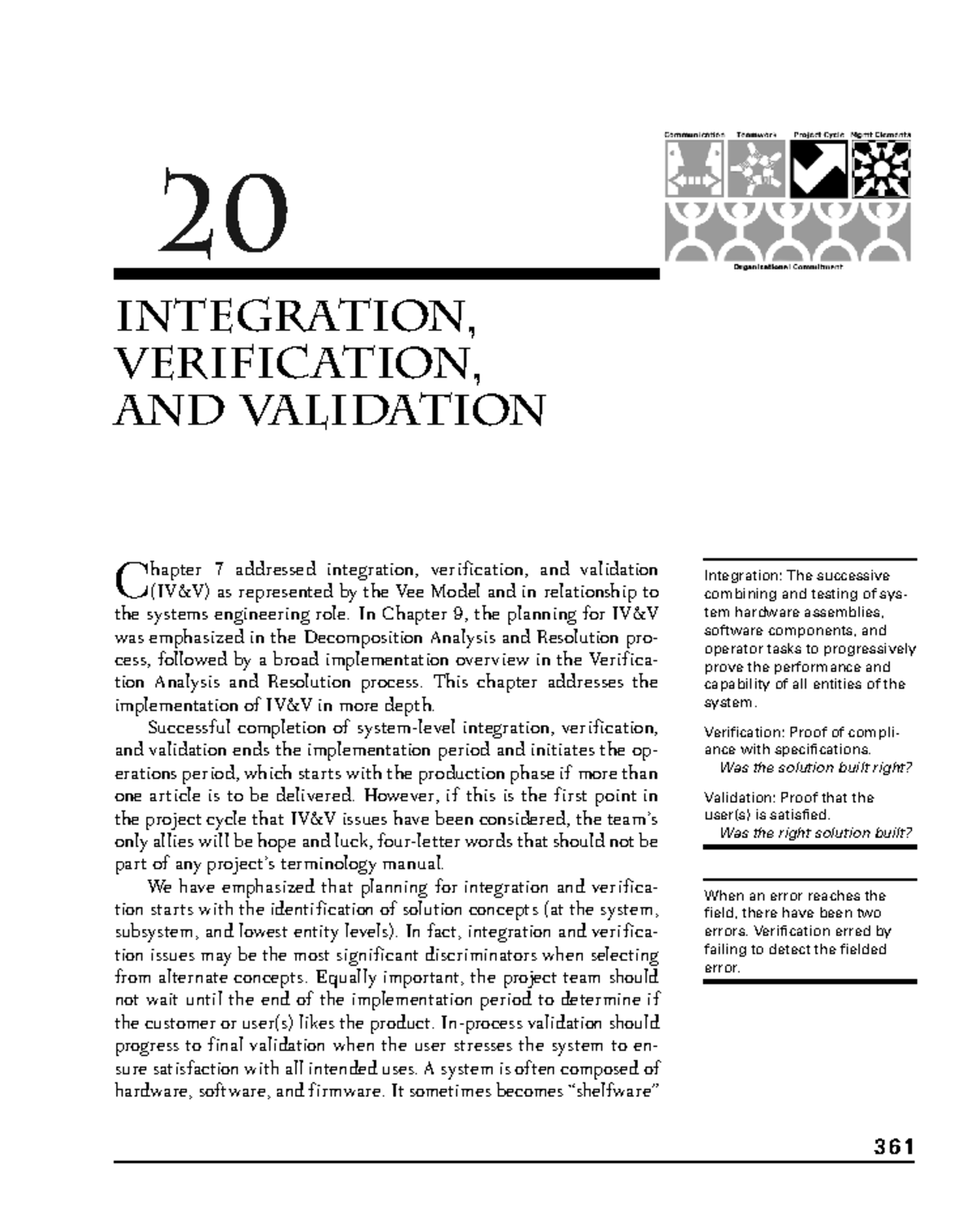 Chapter 20 - Integration, Verification, and Validation - 20 INTEGRATION ...