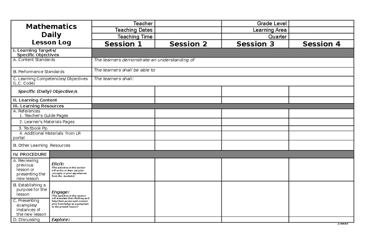 DLL 7Es Sample Daily Lesson Plan for Teaching Mathematics - Studocu