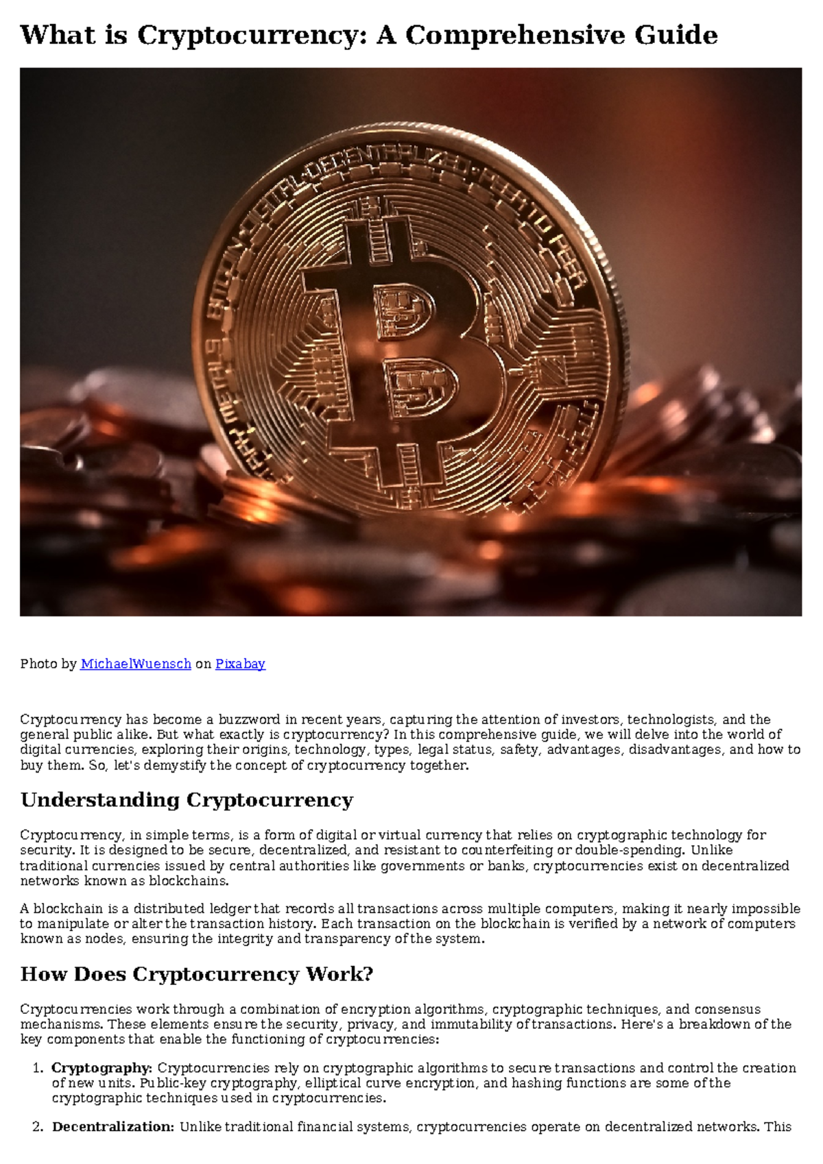 Comprehensive Overview of Cryptocurrency: Concepts and Impacts - Studocu