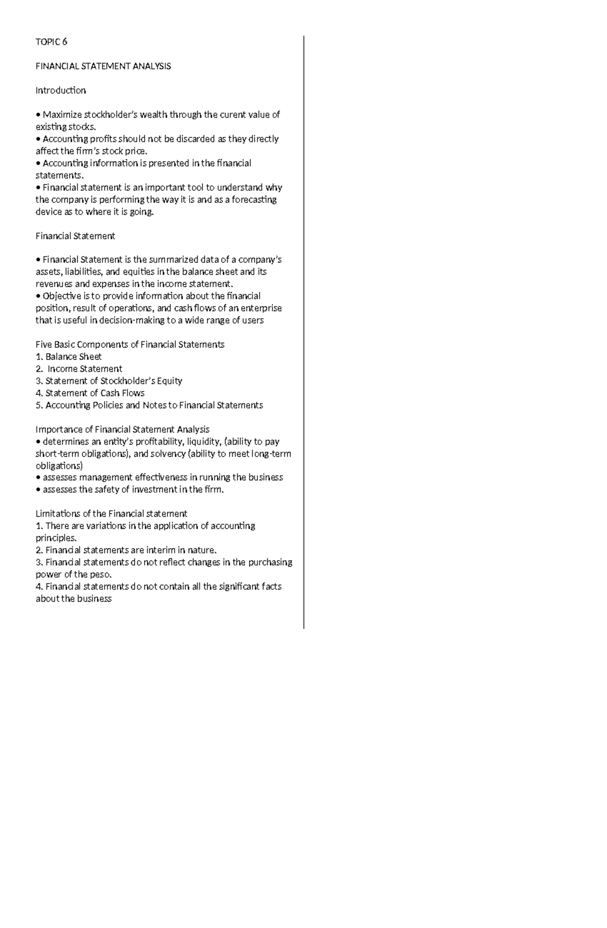 Topic 6.docx soft - lecture - TOPIC 6 FINANCIAL STATEMENT ANALYSIS ...