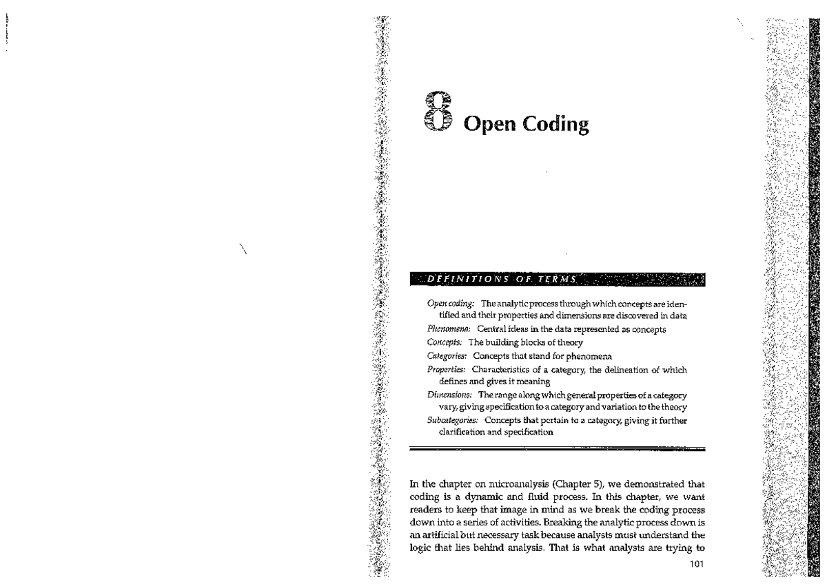 Open Coding Concepts and Definitions in Strauss and Corbin (Chapter 8 ...