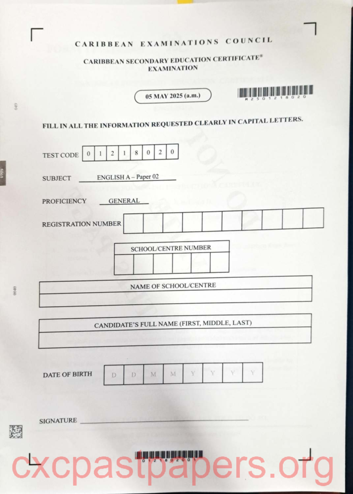 CSEC English A Past Paper 02 - May &amp; June 2025 Exam - Studocu