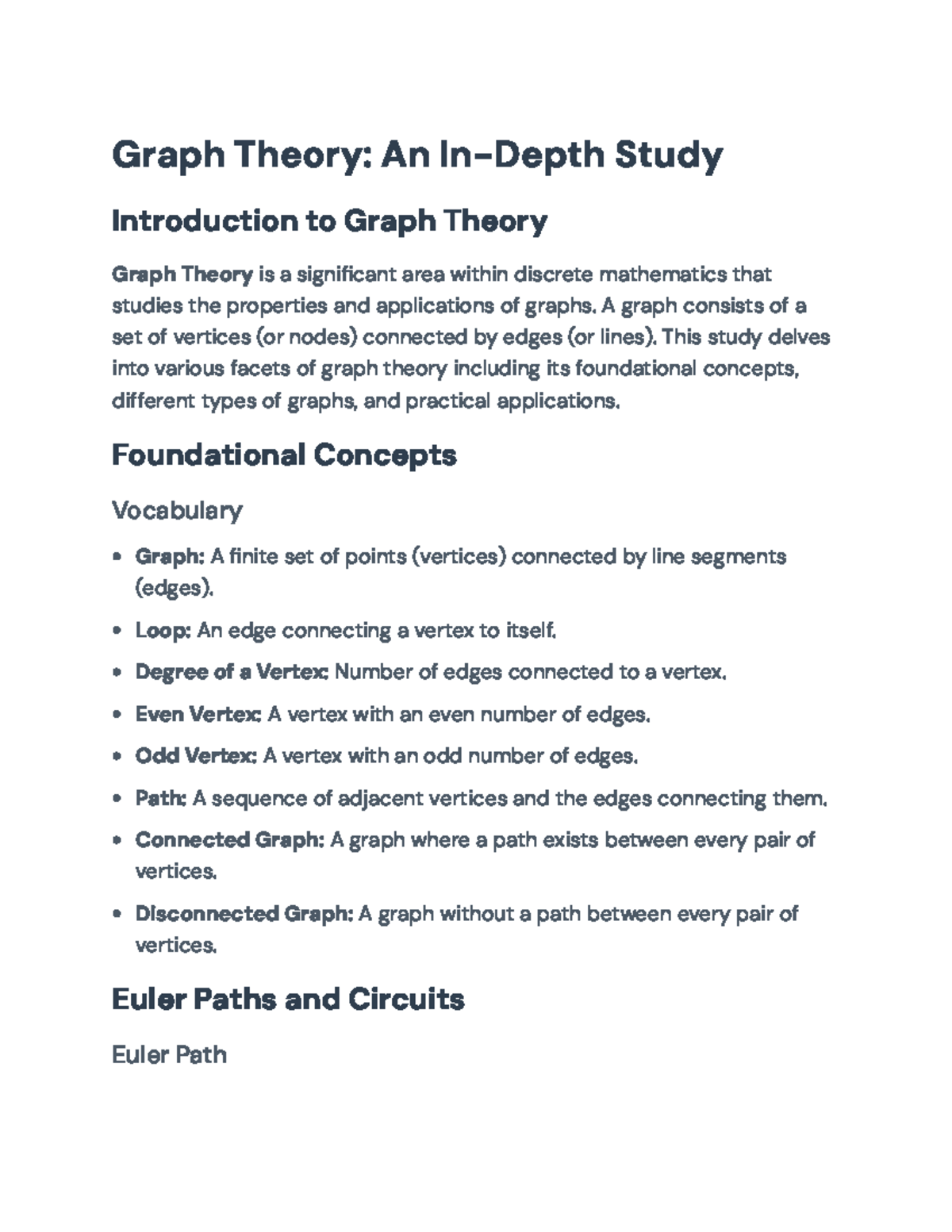 Graph Theory Concepts and Applications (MAT 203: Lecture Notes) - Graph ...