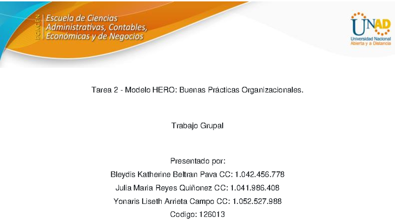 Tarea 2: Análisis del Modelo HERO en Psicología Organizacional - 126013 ...