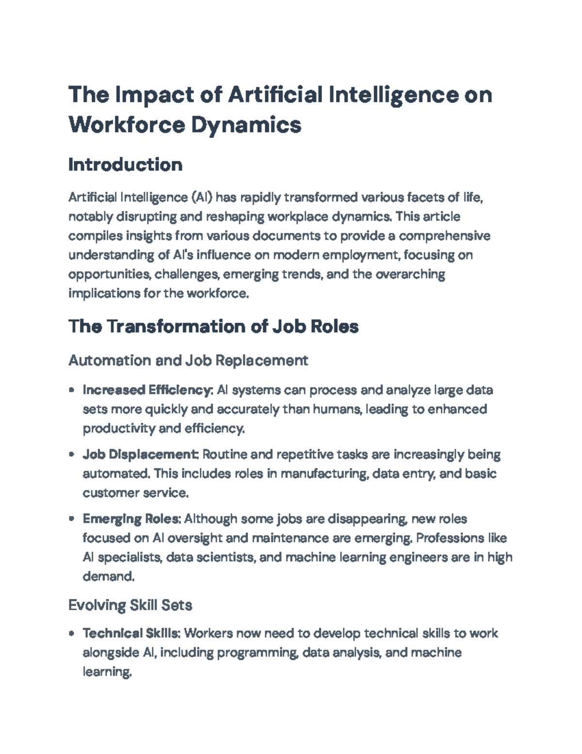 The Impact of AI on Workforce Dynamics: Opportunities & Challenges ...