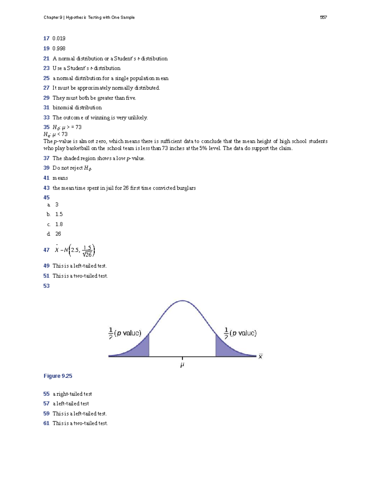 Chapter 9: Hypothesis Testing with One Sample - Introductory Statistics ...