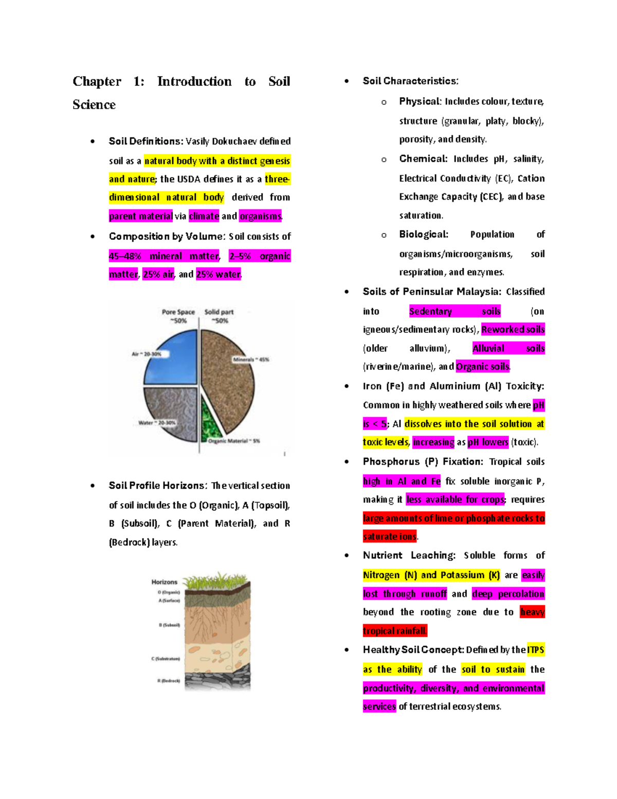 AGR531: Comprehensive Notes on Soil Characteristics and Management ...