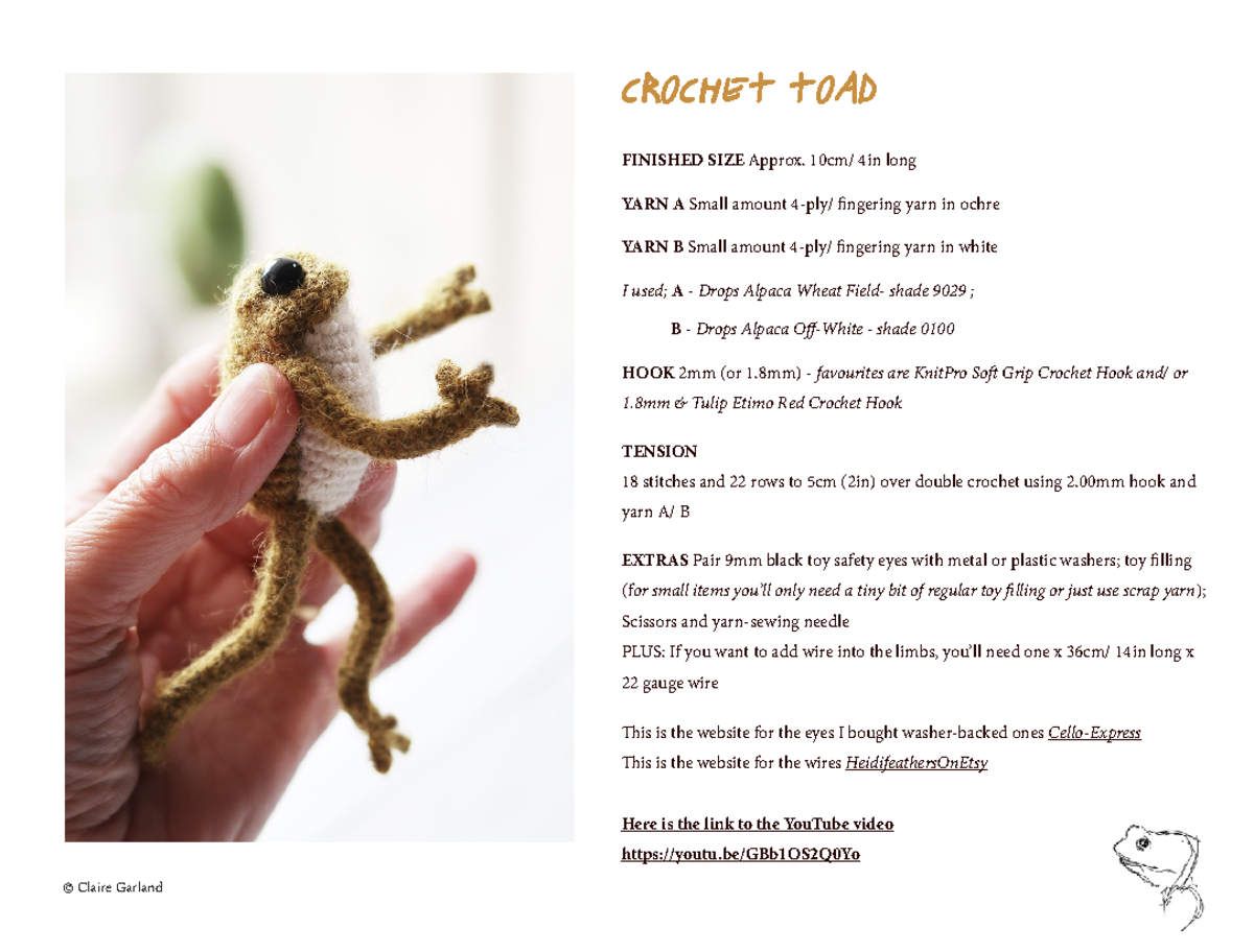 Crochet Toad Pattern Instructions (Approx. 4in) - Studocu